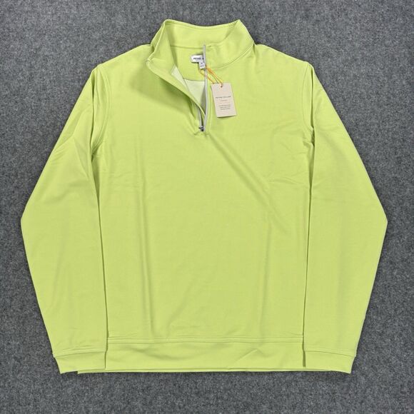 Peter Millar Sz. Medium Sport Perth Melange Stretch Quarter 1/4 Zip Lime Green - Picture 1 of 10